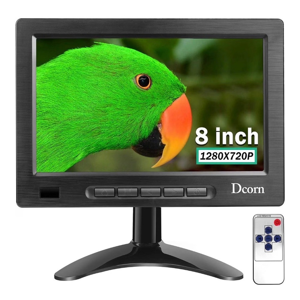 Dcorn 8 inch HD Monitor 1280x720P Portable LCD Screen with Remote HA82 Black
